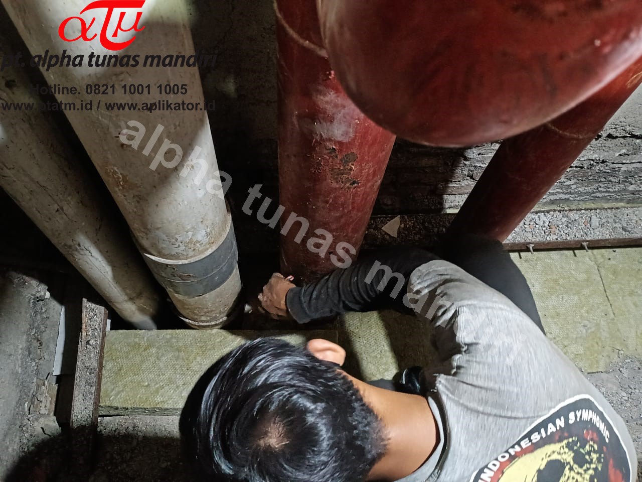 Pasang firestop untuk area shaft